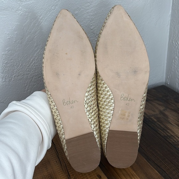 New Without Box Boden Hazel woven leather metallic gold pointed toe flat shoes - Picture 7 of 8